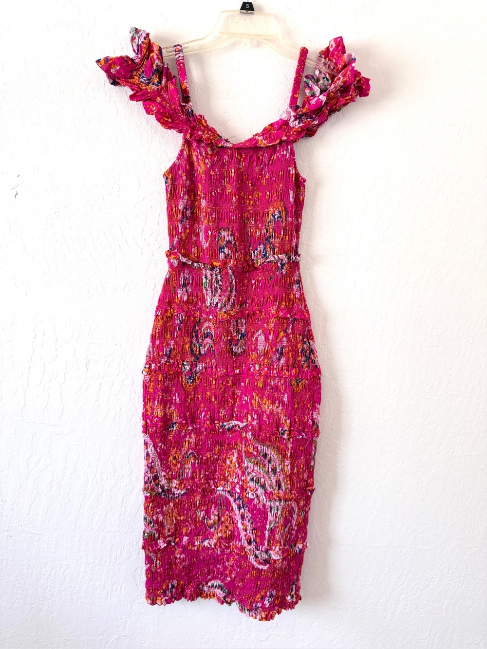 CLEOBELLA narina midi dress in hibiscus hot pink floral size XS